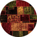 Round Patchwork Orange Transitional Rug, abs2033org