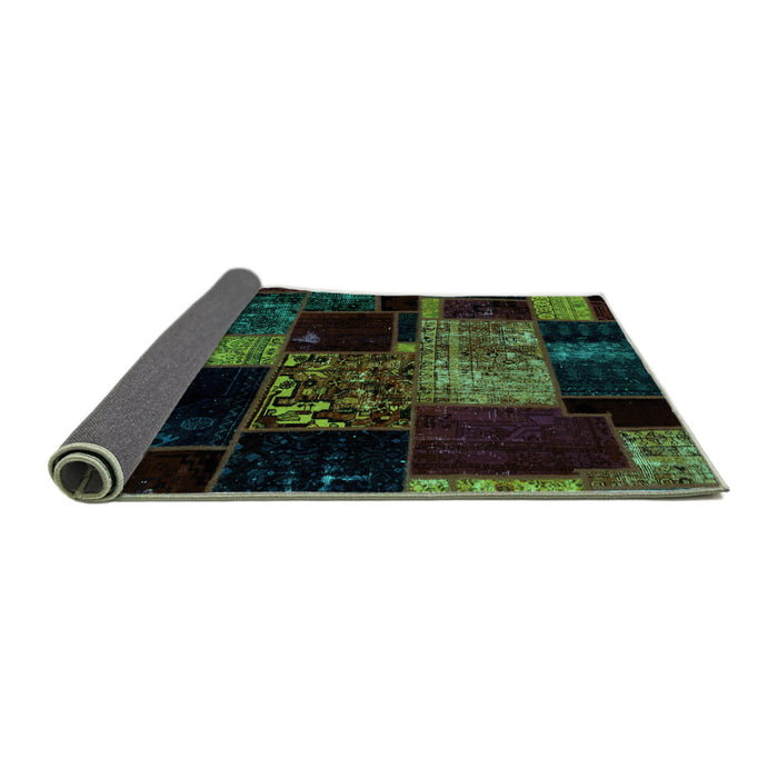 Sideview of Patchwork Turquoise Transitional Rug, abs2033turq