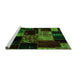 Sideview of Machine Washable Patchwork Green Transitional Area Rugs, wshabs2033grn