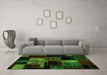 Machine Washable Patchwork Green Transitional Area Rugs in a Living Room,, wshabs2033grn