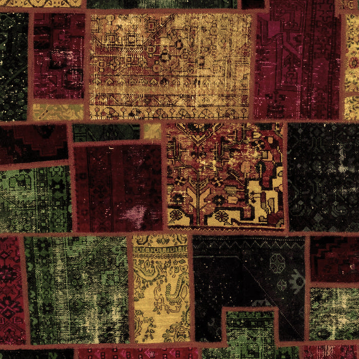 Machine Washable Patchwork Brown Transitional Rug, wshabs2033brn