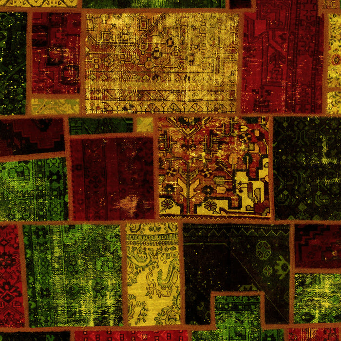 Machine Washable Patchwork Yellow Transitional Rug, wshabs2033yw