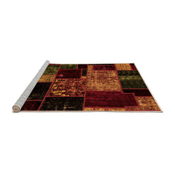 Sideview of Machine Washable Patchwork Orange Transitional Area Rugs, wshabs2033org