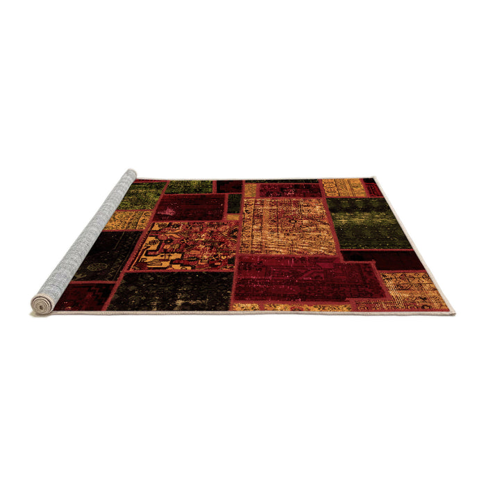 Sideview of Machine Washable Patchwork Orange Transitional Area Rugs, wshabs2033org