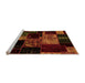 Sideview of Machine Washable Patchwork Orange Transitional Area Rugs, wshabs2033org