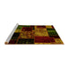 Sideview of Machine Washable Patchwork Yellow Transitional Rug, wshabs2033yw