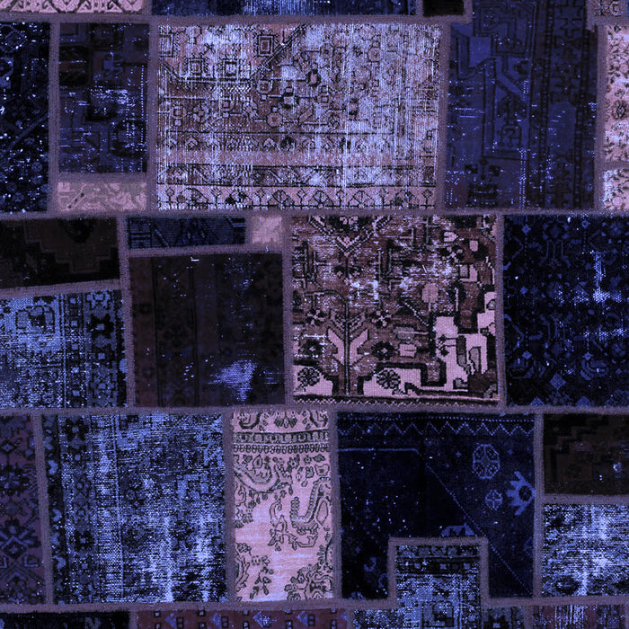 Machine Washable Patchwork Blue Transitional Rug, wshabs2033blu