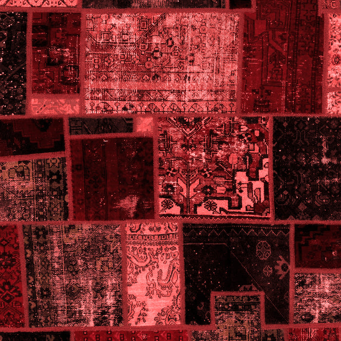 Machine Washable Patchwork Red Transitional Rug, wshabs2033red