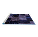 Sideview of Machine Washable Patchwork Blue Transitional Rug, wshabs2033blu