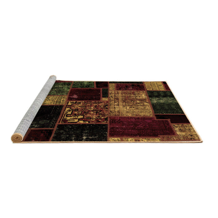Sideview of Machine Washable Patchwork Brown Transitional Rug, wshabs2033brn