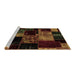 Sideview of Machine Washable Patchwork Brown Transitional Rug, wshabs2033brn