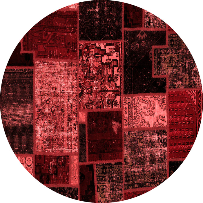 Machine Washable Patchwork Red Transitional Rug, wshabs2033red