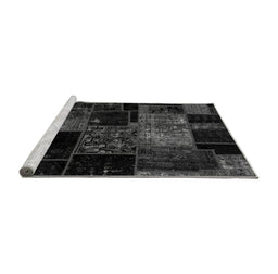 Sideview of Machine Washable Patchwork Gray Transitional Rug, wshabs2033gry