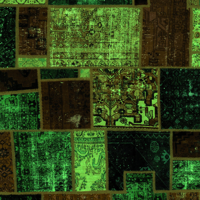 Patchwork Green Transitional Rug, abs2033grn