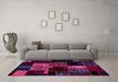 Machine Washable Patchwork Pink Transitional Rug in a Living Room, wshabs2033pnk