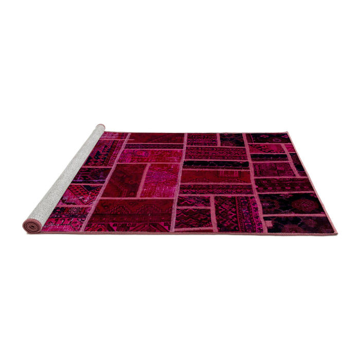 Sideview of Machine Washable Abstract Pink Violet Pink Rug, wshabs2034