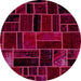 Round Machine Washable Abstract Pink Violet Pink Rug, wshabs2034