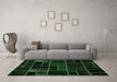 Machine Washable Abstract Emerald Green Modern Area Rugs in a Living Room,, wshabs2034emgrn