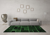 Machine Washable Abstract Emerald Green Modern Rug, wshabs2034emgrn