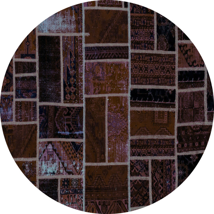 Round Abstract Turquoise Modern Rug, abs2034turq