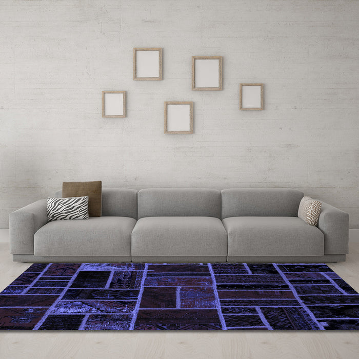 Machine Washable Abstract Blue Modern Rug in a Living Room, wshabs2034blu