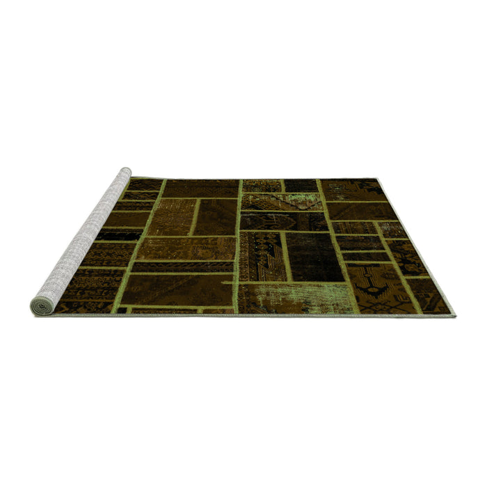 Sideview of Machine Washable Abstract Green Modern Area Rugs, wshabs2034grn