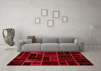 Machine Washable Abstract Red Modern Rug, wshabs2034red