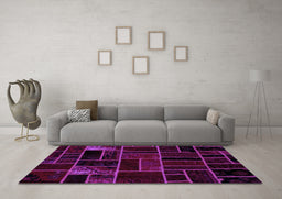 Machine Washable Abstract Purple Modern Area Rugs in a Living Room, wshabs2034pur