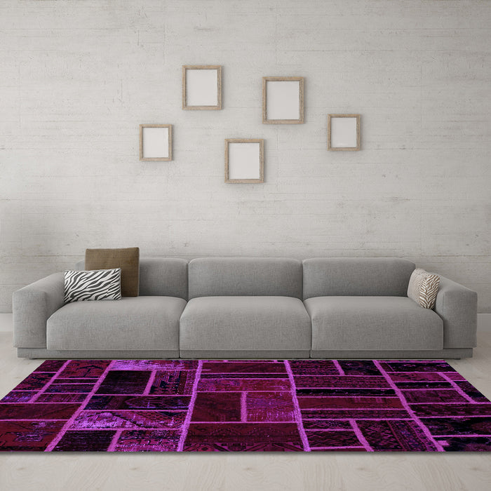 Machine Washable Abstract Purple Modern Area Rugs in a Living Room, wshabs2034pur