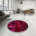 Round Abstract Pink Violet Pink Modern Rug in a Office, abs2034