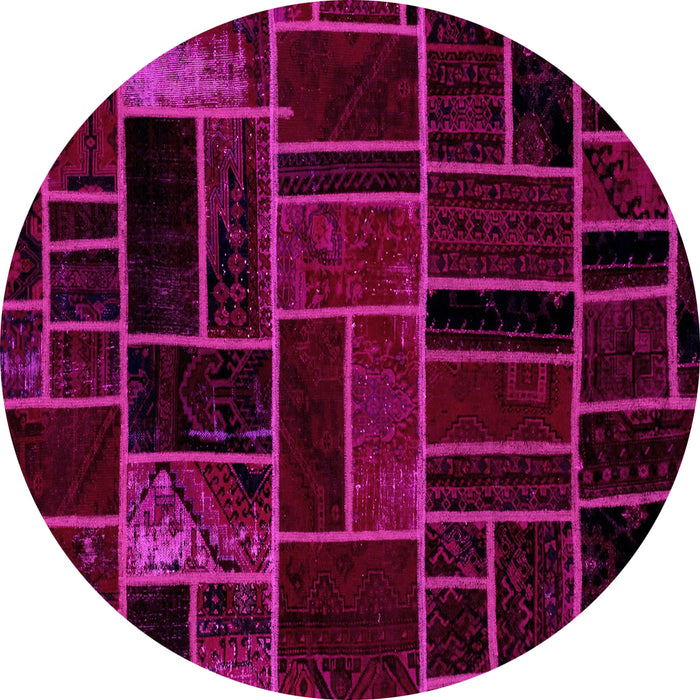 Round Machine Washable Abstract Pink Modern Rug, wshabs2034pnk