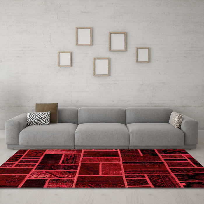 Machine Washable Abstract Orange Modern Area Rugs in a Living Room, wshabs2034org