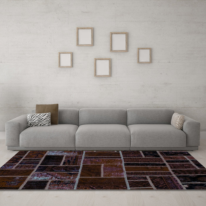 Machine Washable Abstract Turquoise Modern Area Rugs in a Living Room,, wshabs2034turq