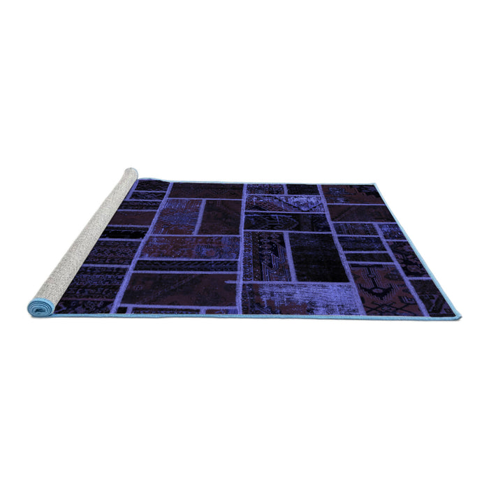 Sideview of Machine Washable Abstract Blue Modern Rug, wshabs2034blu