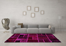 Machine Washable Abstract Pink Modern Rug in a Living Room, wshabs2034pnk