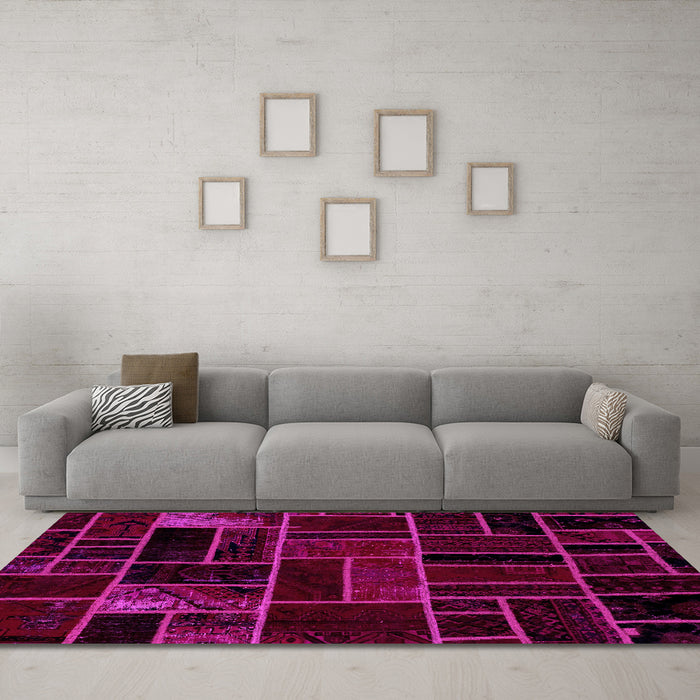 Machine Washable Abstract Pink Modern Rug in a Living Room, wshabs2034pnk