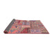 Sideview of Abstract Dark Salmon Pink Patchwork Rug, abs2035