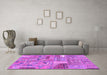 Machine Washable Patchwork Purple Transitional Area Rugs in a Living Room, wshabs2035pur