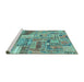 Sideview of Machine Washable Patchwork Turquoise Transitional Area Rugs, wshabs2035turq