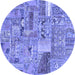 Round Patchwork Blue Transitional Rug, abs2035blu