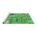 Sideview of Machine Washable Patchwork Emerald Green Transitional Area Rugs, wshabs2035emgrn