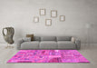Machine Washable Patchwork Pink Transitional Rug in a Living Room, wshabs2035pnk