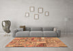 Machine Washable Patchwork Brown Transitional Rug in a Living Room,, wshabs2035brn