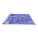 Sideview of Machine Washable Patchwork Blue Transitional Rug, wshabs2035blu