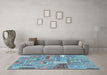 Machine Washable Patchwork Light Blue Transitional Rug in a Living Room, wshabs2035lblu