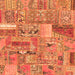 Square Machine Washable Patchwork Orange Transitional Area Rugs, wshabs2035org