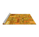 Sideview of Machine Washable Patchwork Yellow Transitional Rug, wshabs2035yw