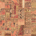 Square Machine Washable Patchwork Brown Transitional Rug, wshabs2035brn