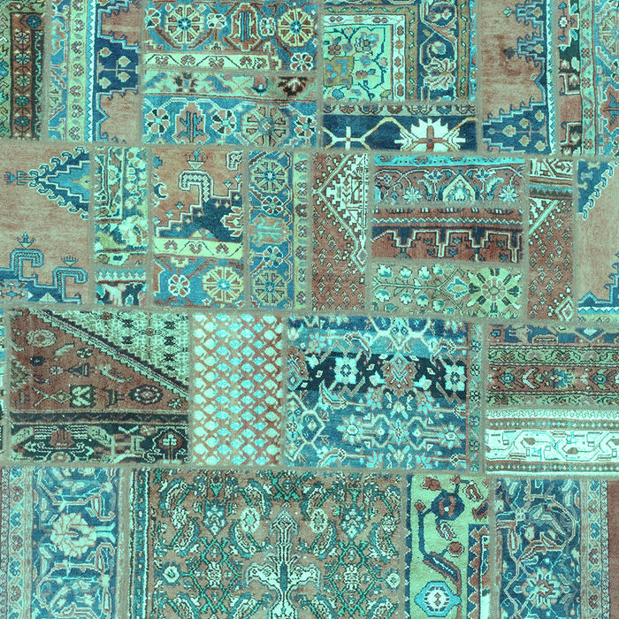 Machine Washable Patchwork Turquoise Transitional Area Rugs, wshabs2035turq