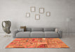 Machine Washable Patchwork Orange Transitional Area Rugs in a Living Room, wshabs2035org